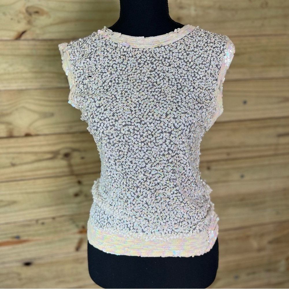 True vintage 1950s white sequin top xs​